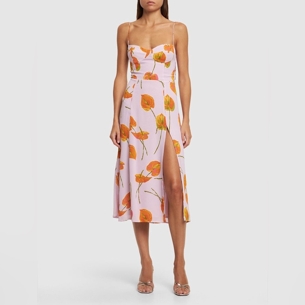 NWT Reformation Juliette Dress in Lavender with Orange Floral